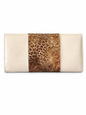 Beijo London Paris NY Cream and Brown Leopard-Accent Wallet